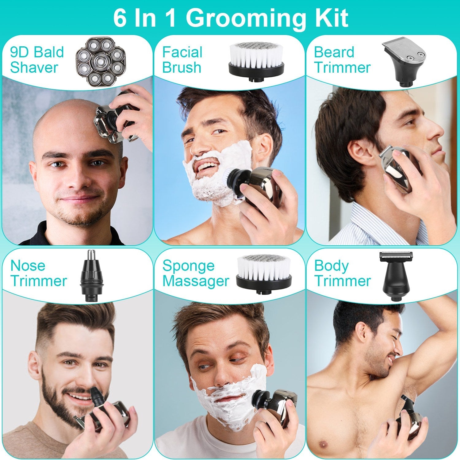 6-in-1 Electric Head Shaver for Men