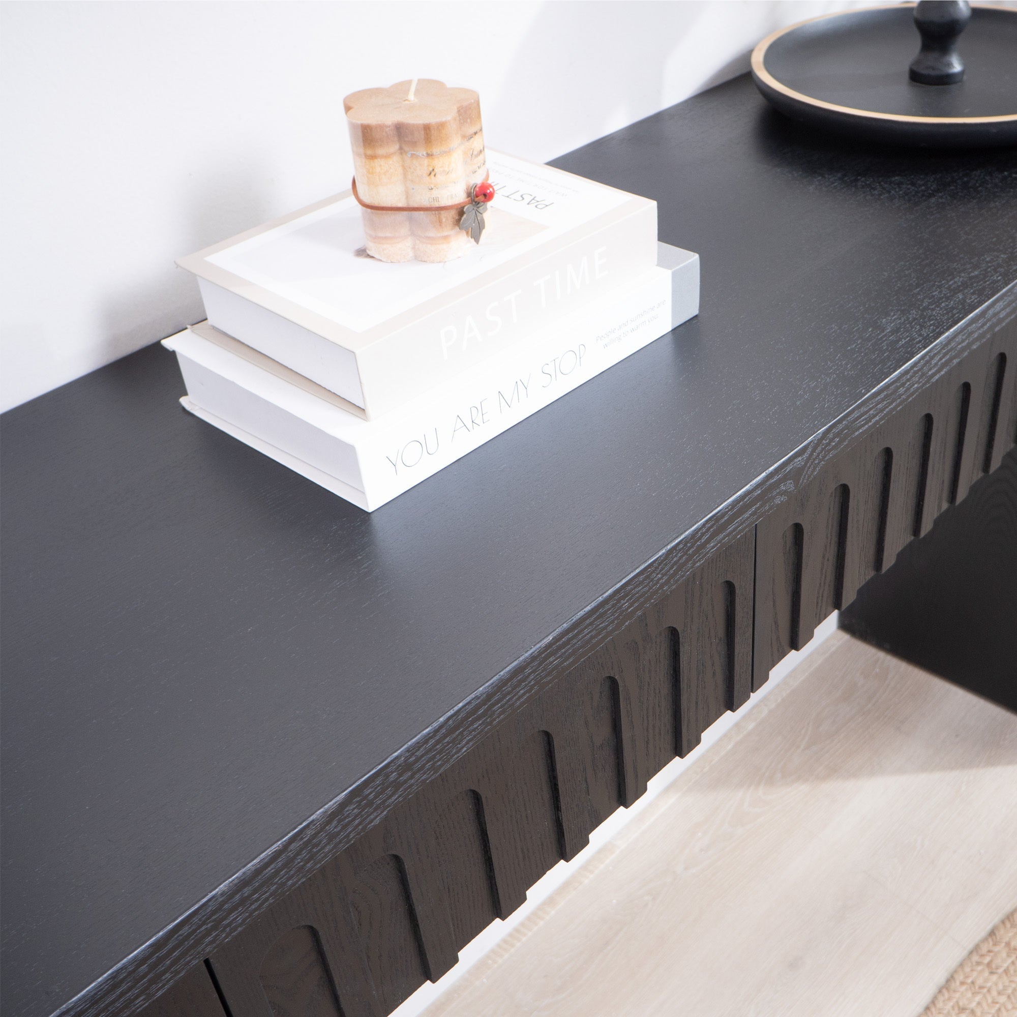 Modern Black Console Table with 4 Drawers – 59.2" Entryway Table with Storage