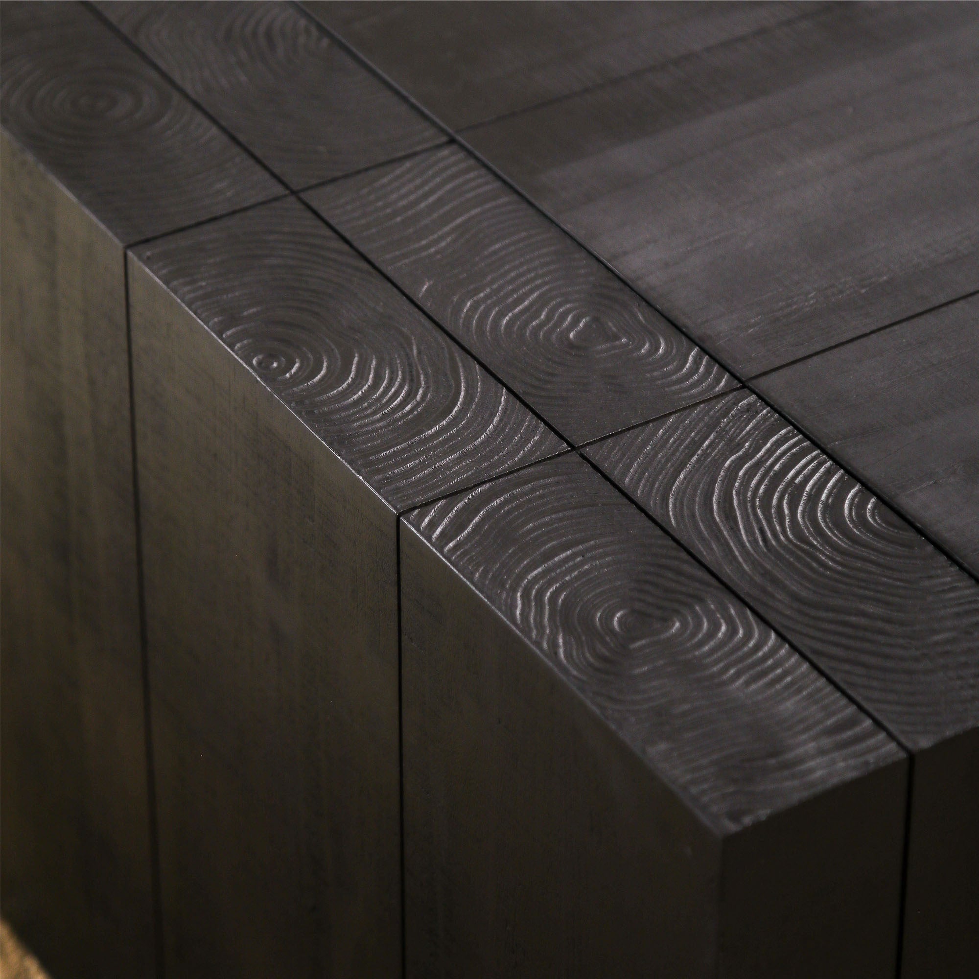 Modern Black Solid Wood Coffee Table, 49in Rectangular