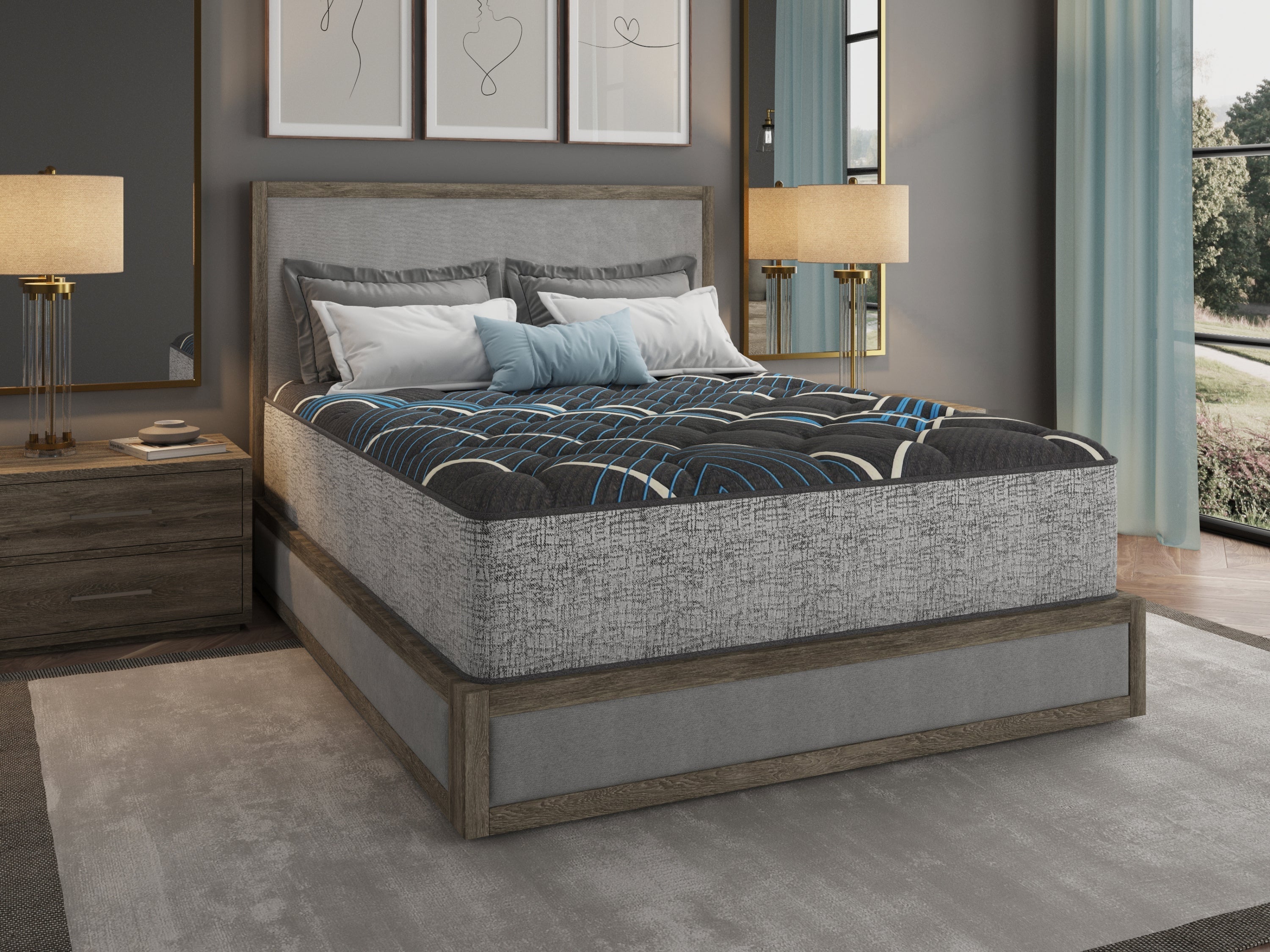 Restonic comfort care 14' hybrid mattress, individual pocketed coil mattress , medium comfort