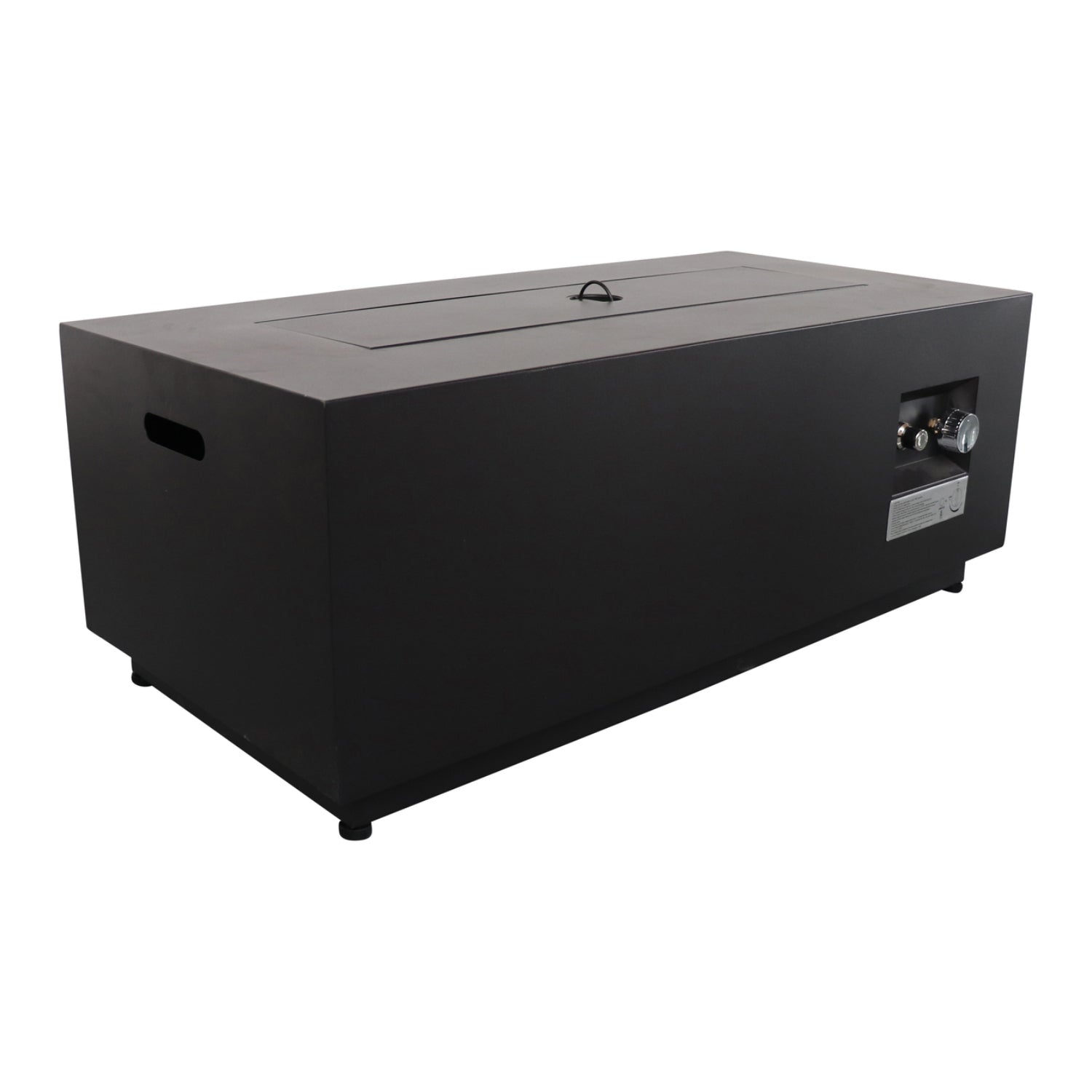Modern Steel Outdoor Fire Pit Table with Lid, Black