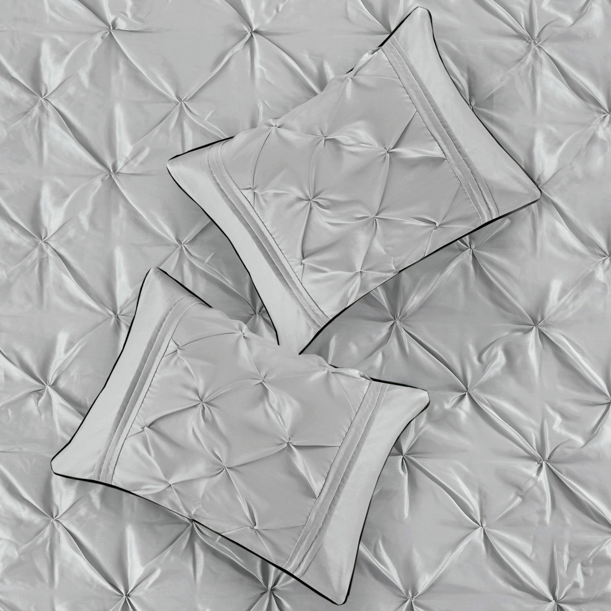 7 Piece Tufted Comforter Set Grey King