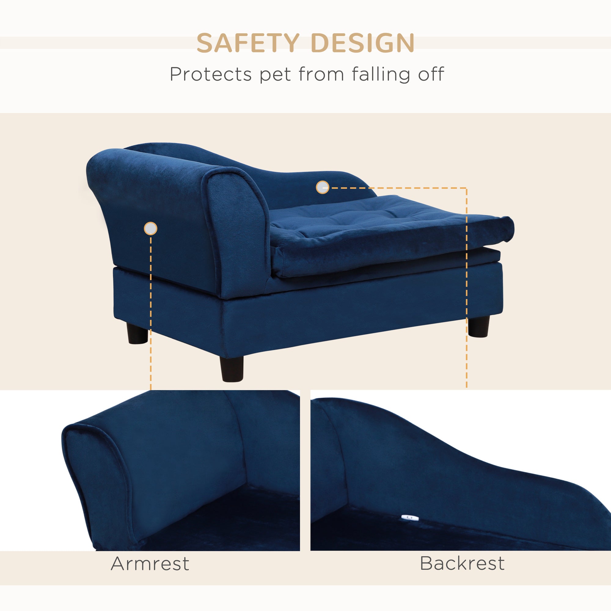 PawHut Luxury Fancy Dog Bed for Small Dogs with Hidden Storage