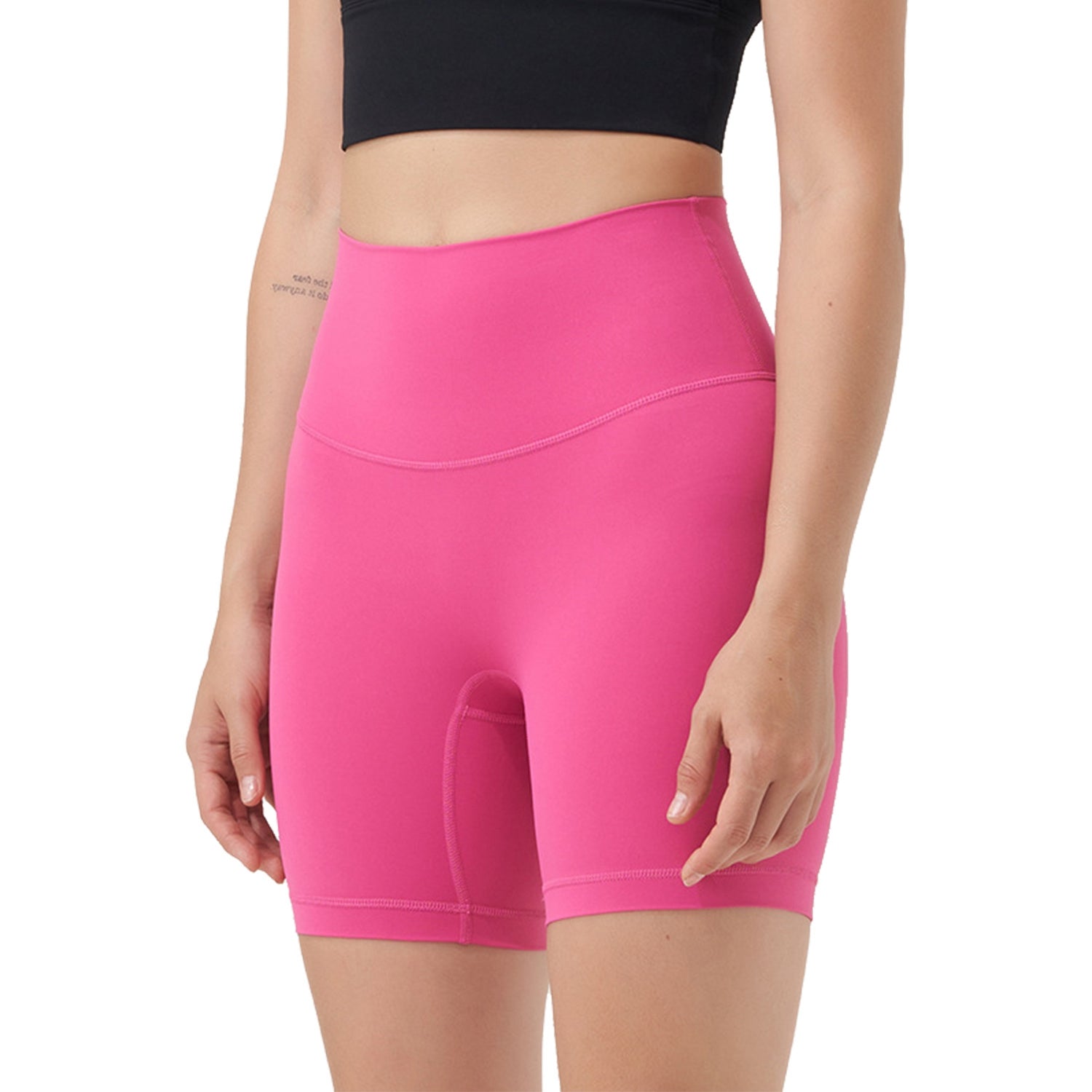 Women\'s High Waist Biker Shorts Tummy Control Pants Athletic Leggings Spandex Booty Shorts with 6.3In Inseam No Front Seam for Workout Yoga Running V