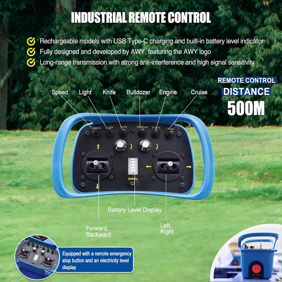 Heavy-Duty 224CC Remote-Controlled Lawn Mower With 21-Inch Deck & Industrial Remote