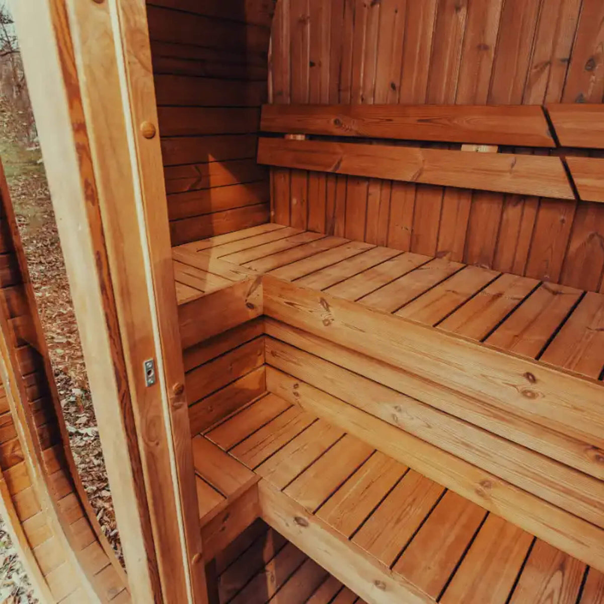 Premium 3-Person Outdoor Scandinavian ThermoWood Cube Sauna Kit With LED Lighting