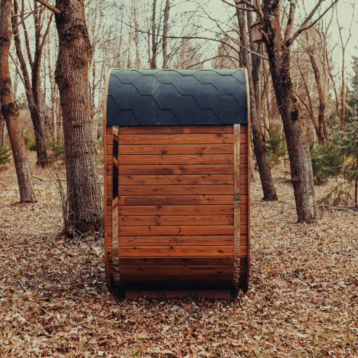 Premium 3-Person Outdoor Scandinavian ThermoWood Cube Sauna Kit With LED Lighting