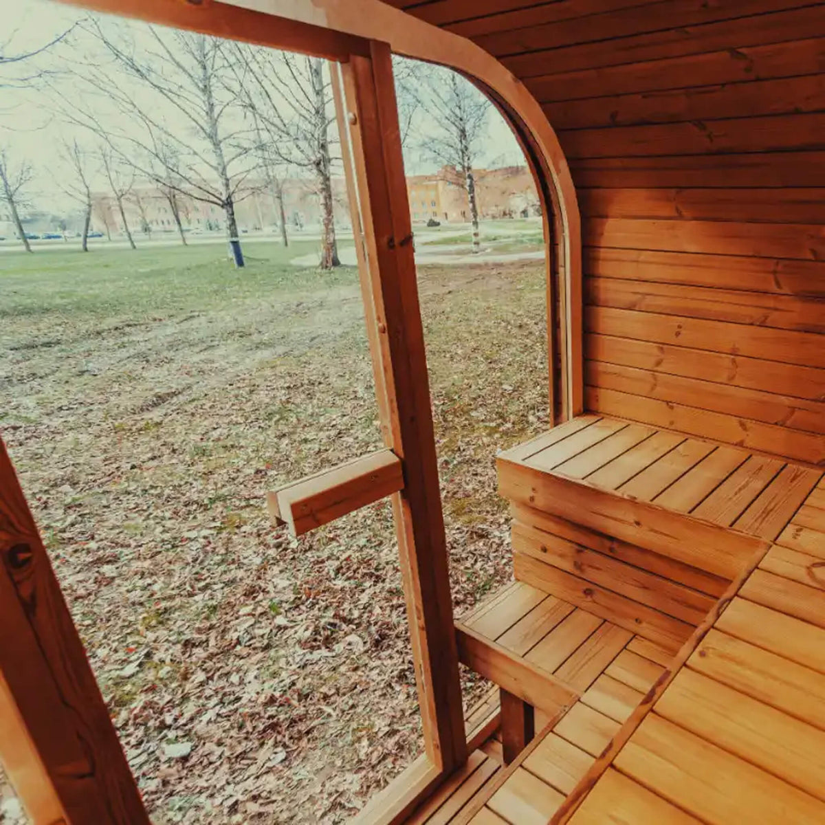 Premium 4-Person Outdoor Scandinavian ThermoWood Cube Sauna Kit With LED Lighting