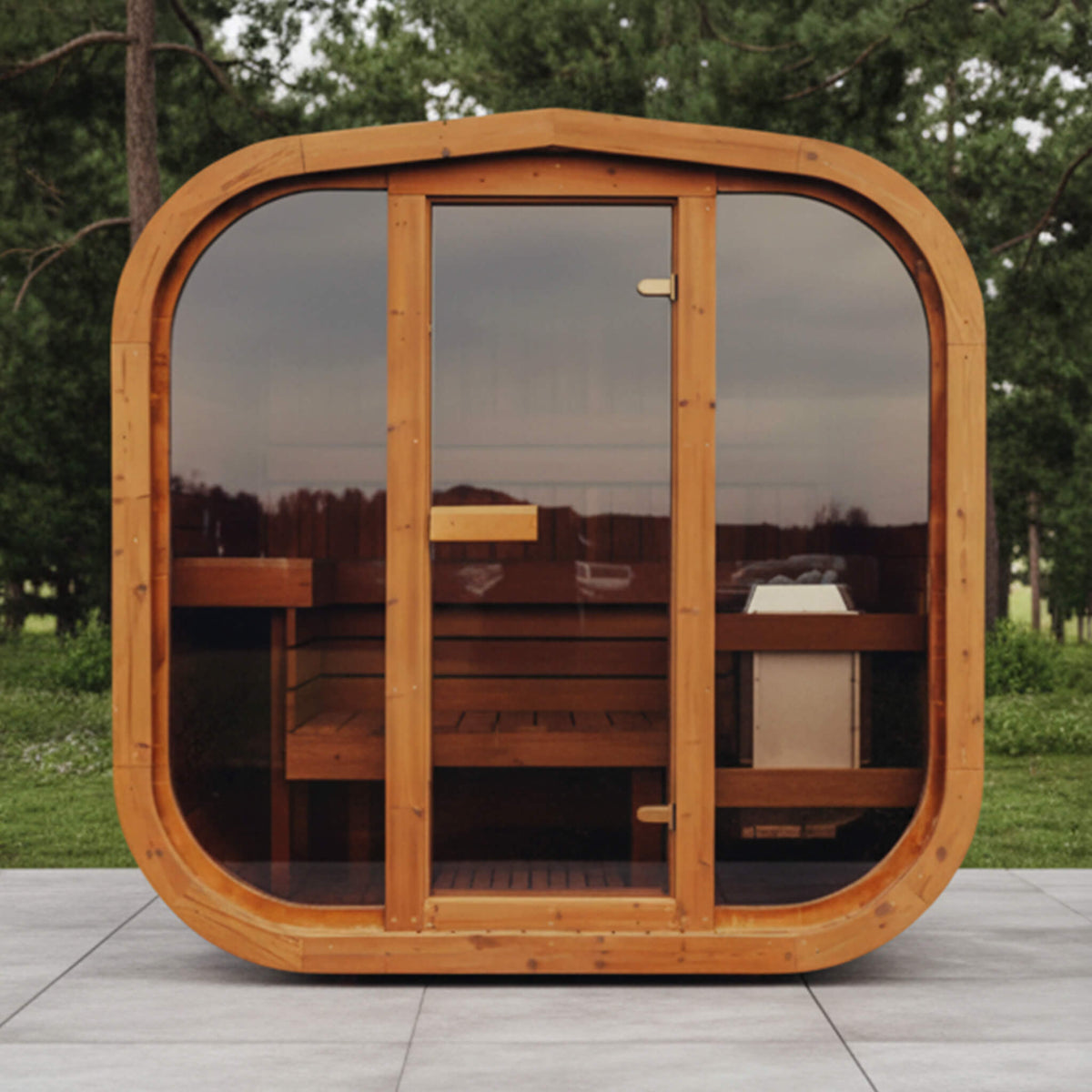 Premium 6-Person Outdoor Scandinavian ThermoWood Cube Sauna Kit With LED Lighting