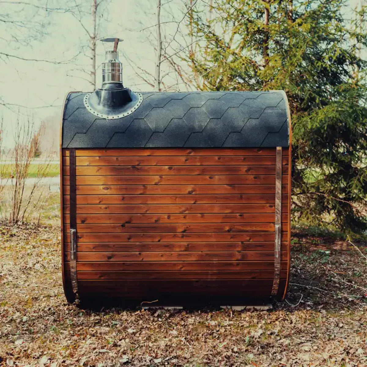 Premium 6-Person Outdoor Scandinavian ThermoWood Cube Sauna Kit With LED Lighting
