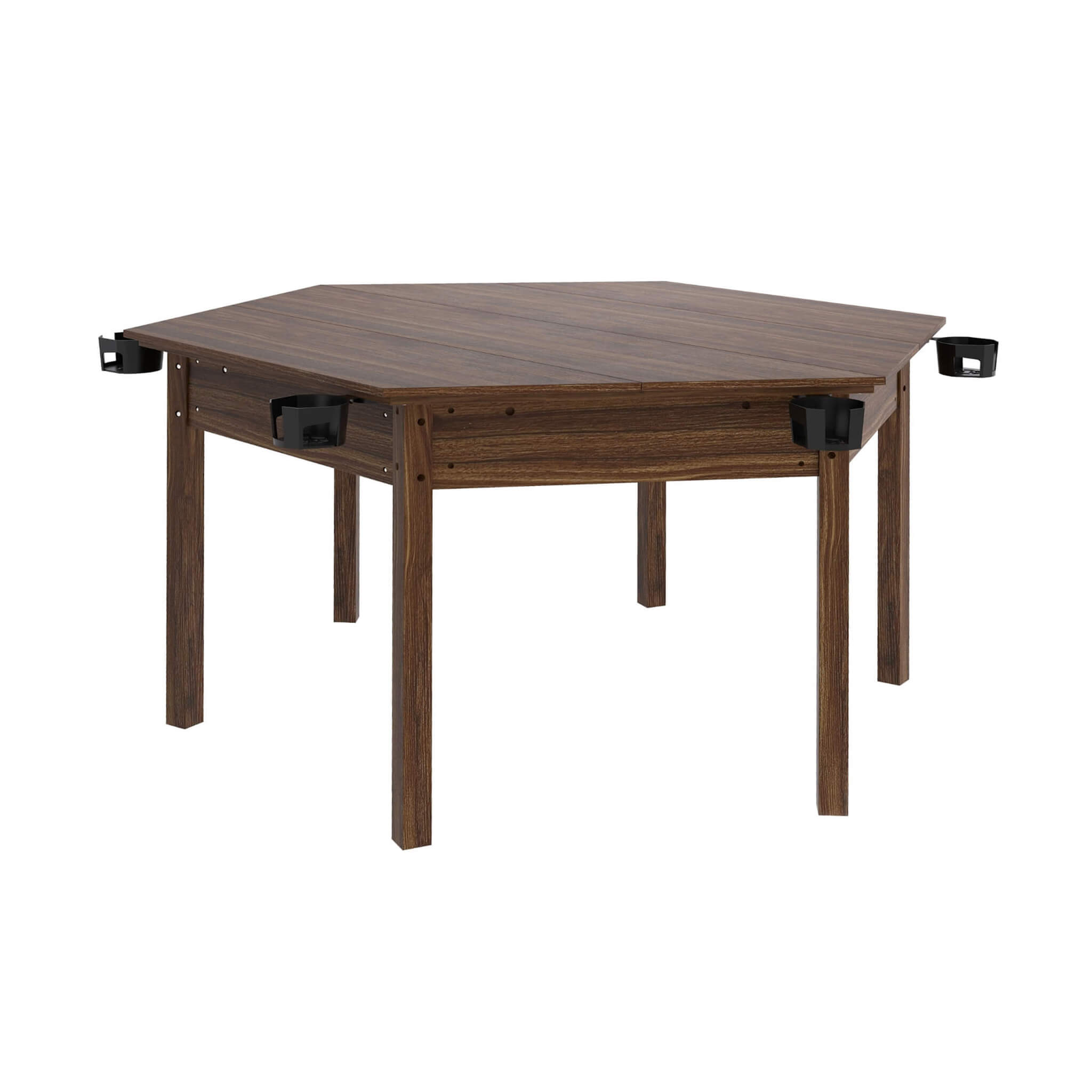 Premium 6-Person Hexagon Game And Dining Table With Top, Mat And Cup Holders (SAK67845)