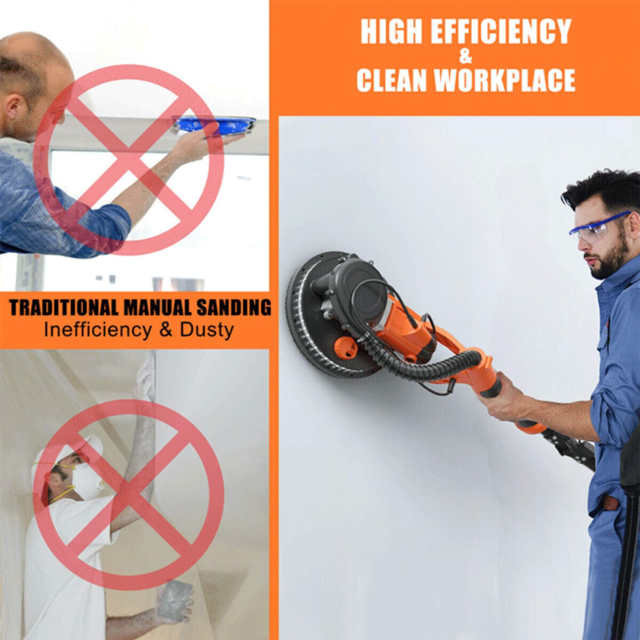 Professional Electric Drywall Ceiling Pole Sander W/ Vacuum, 750W (SAK97855)