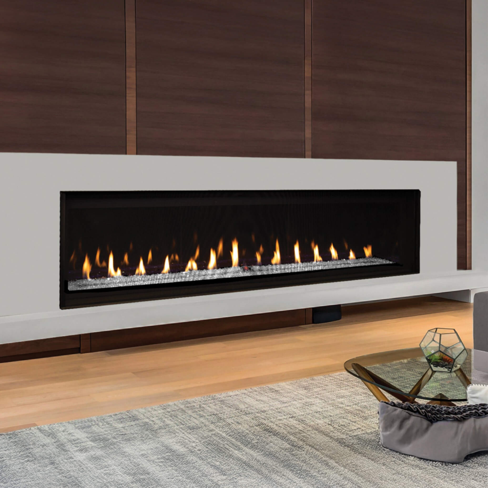 Superior Fireplaces 84-Inch Linear Direct Vent Electric Ignition Natural Gas Fireplace With Screen Barrier [DRL6084TEN] (SAK15198)